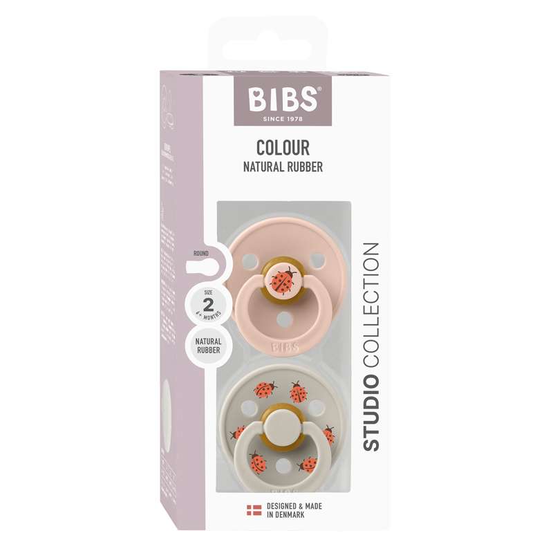 BIBS Rund Colour Sut - 2-Pak - Str. 2 - Naturgummi - Ladybug Studio - Blush Mix