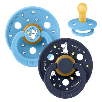 BIBS Rund Colour Sut - 2-Pak - Str. 2 - Naturgummi - Moomin - Goodnight - Breeze Mix