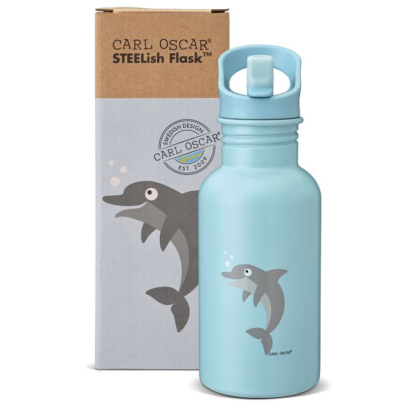 Carl Oscar Steelish Flask - Kids - 0.5L - Delfin - Lys Blå