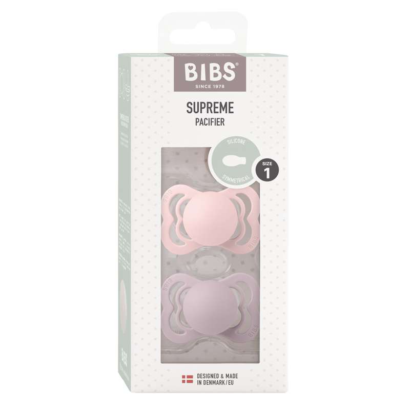 BIBS Symmetrisk Supreme Sut - 2-Pak - Str. 1 - Silikone - Blossom/Dusky Lilac