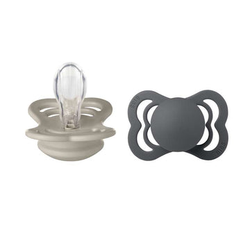 BIBS Supreme Sut - 2-Pak - Str. 1 - Silikone - Sand/Iron