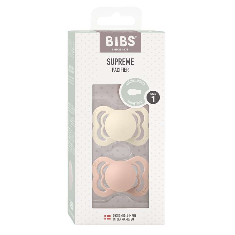 BIBS Supreme Sut - 2-Pak - Str. 1 - Naturgummi - Ivory/Blush