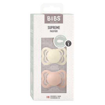 BIBS Supreme Sut - 2-Pak - Str. 1 - Naturgummi - Ivory/Blush