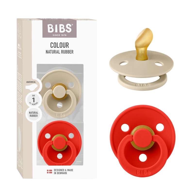 BIBS Anatomisk Colour Sut - 2-Pak - Str. 1 - Naturgummi - Vanilla/Candy Apple