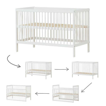 Hoppekids IDA-MARIE - Babyseng m. Justérbar Højde og Sidepanel - Hvid