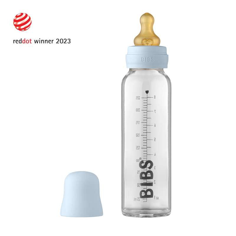 BIBS Bottle - Komplet Sutteflaskesæt - Stor - 225 ml. - Baby Blue