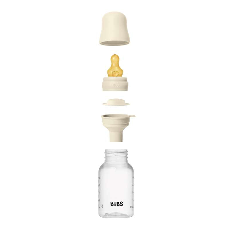 BIBS Bottle - Sutteflaskesæt - Plastik - Naturgummi/Slow Flow/Rund - 150ml - Ivory