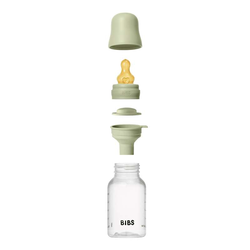 BIBS Bottle - Sutteflaskesæt - Plastik - Naturgummi/Slow Flow/Rund - 150ml - Sage