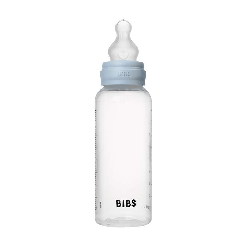 BIBS Bottle - Sutteflaskesæt - Plastik - Silikone/Medium Flow/Rund - 270 ml. - Baby Blue