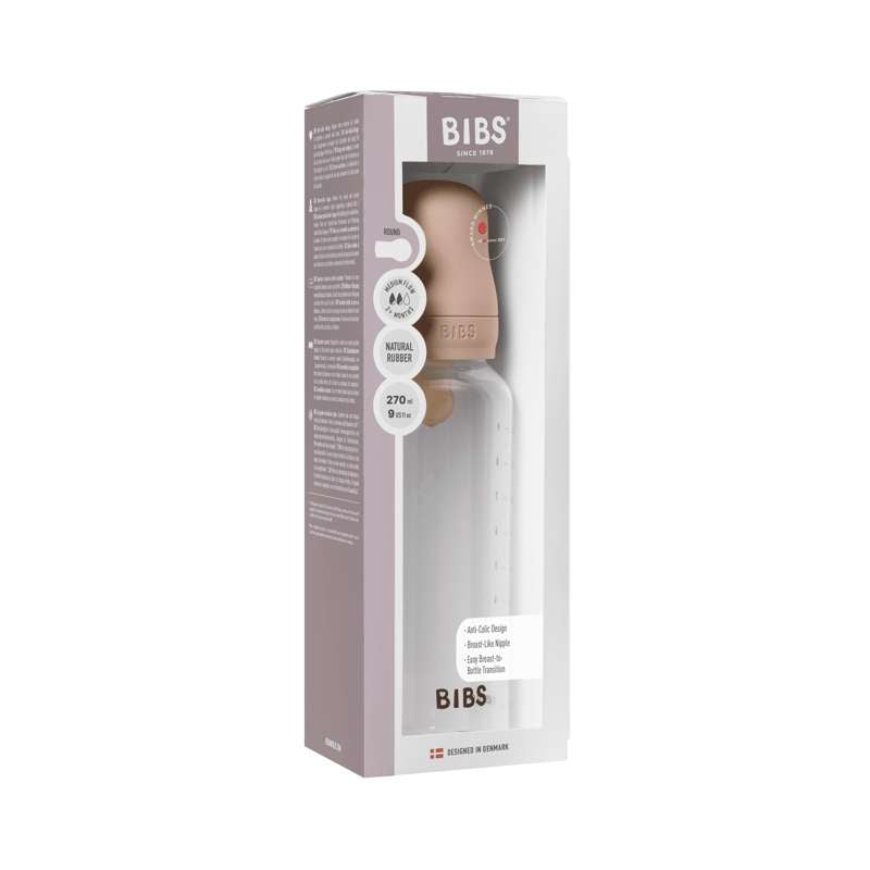BIBS Bottle - Sutteflaskesæt - Plastik - Latex/Medium Flow/Rund - 270 ml. - Blush