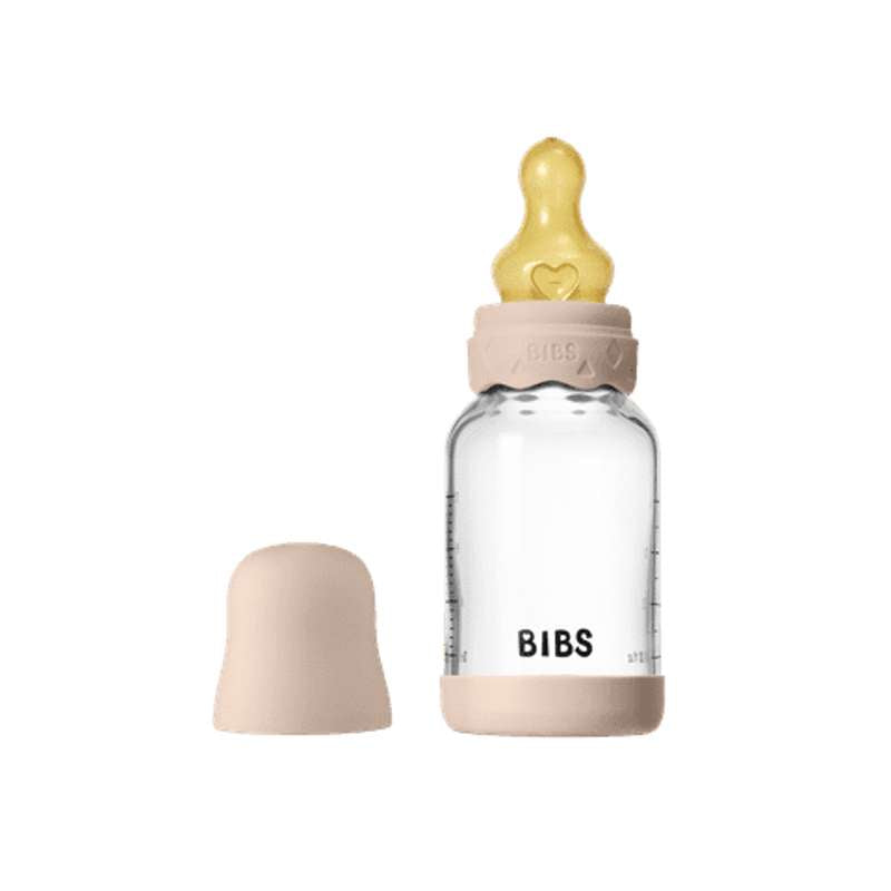 BIBS Bottle - Sutteflaskesæt - Glas - Boheme - Latex/Slow Flow/Rund - 120 ml. - Blush