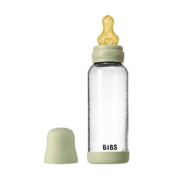 BIBS Bottle - Sutteflaskesæt - Glas - Latex/Medium Flow/Rund - 240 ml. - Sage