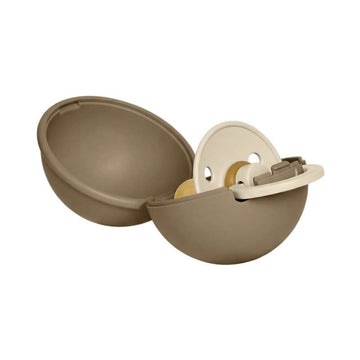BIBS Rund Colour Sut - Str. 1 - Naturgummi - m. Pacifier Case Mini - Vanilla/Dark Oak