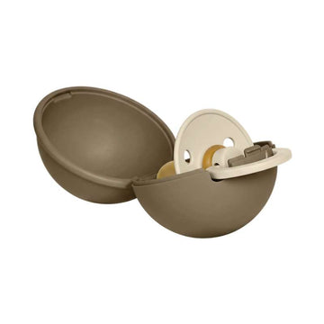 BIBS Rund Colour Sut - Str. 2 - Naturgummi - m. Pacifier Case Mini - Vanilla/Dark Oak