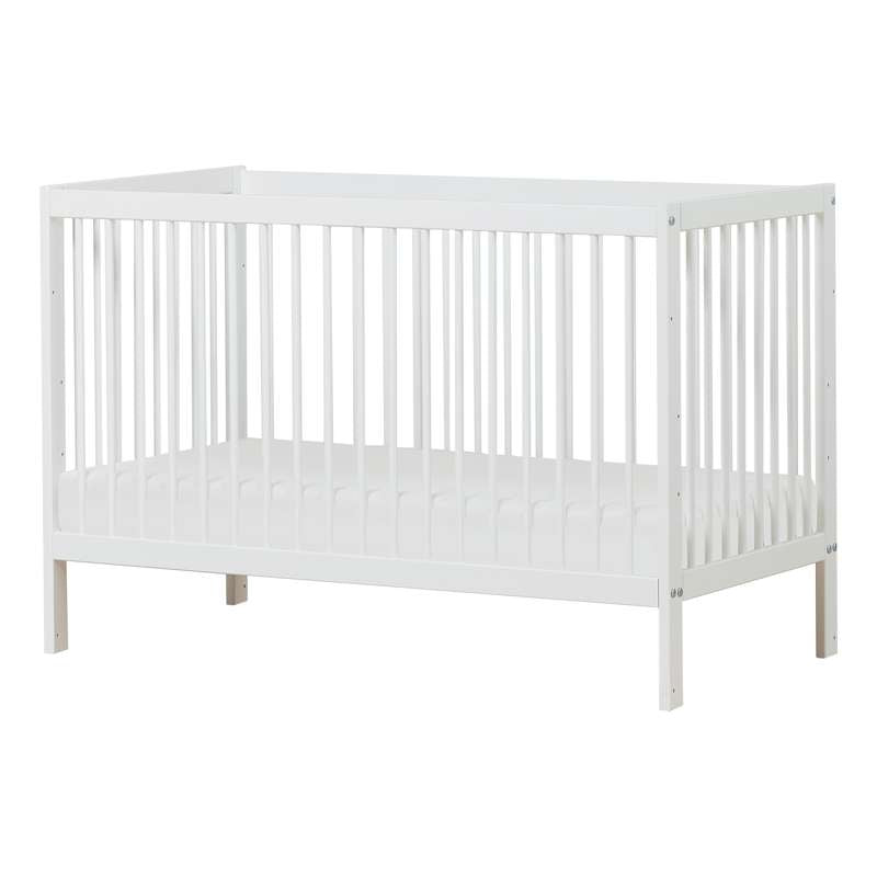 Hoppekids IDA-MARIE - Babyseng m. Justérbar Højde og Sidepanel - m. Skummadras - Hvid