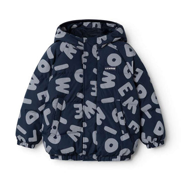 Liewood Adelina Down Jakke m. Reflekser - Letters/Classic Navy