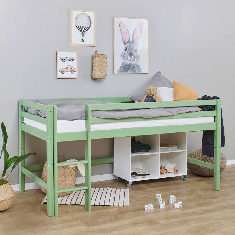 Hoppekids ECO Dream - Halvhøj Seng - 90x200 cm. - Delbar - Pale Green