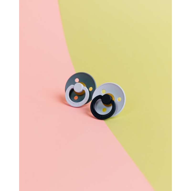 BIBS Rund Colour Sut - Str. 2 - Naturgummi - Studio - Fusion - Baby Blue/Petrol Mix