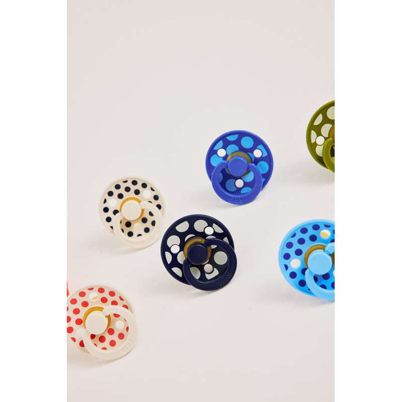 BIBS Rund Colour Sut - Str. 3 - Naturgummi - Mega Polka Studio - Ivory/Deep Space