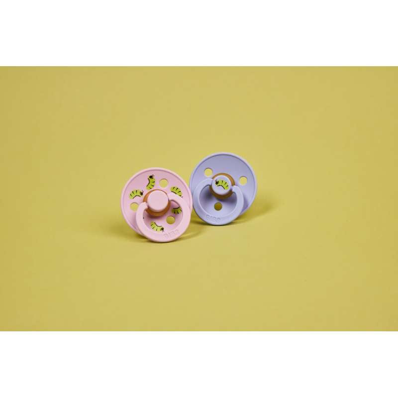 BIBS Rund Colour Sut - 2-Pak - Str. 1 - Naturgummi - Caterpillar Studio - Hush/Violet Sky
