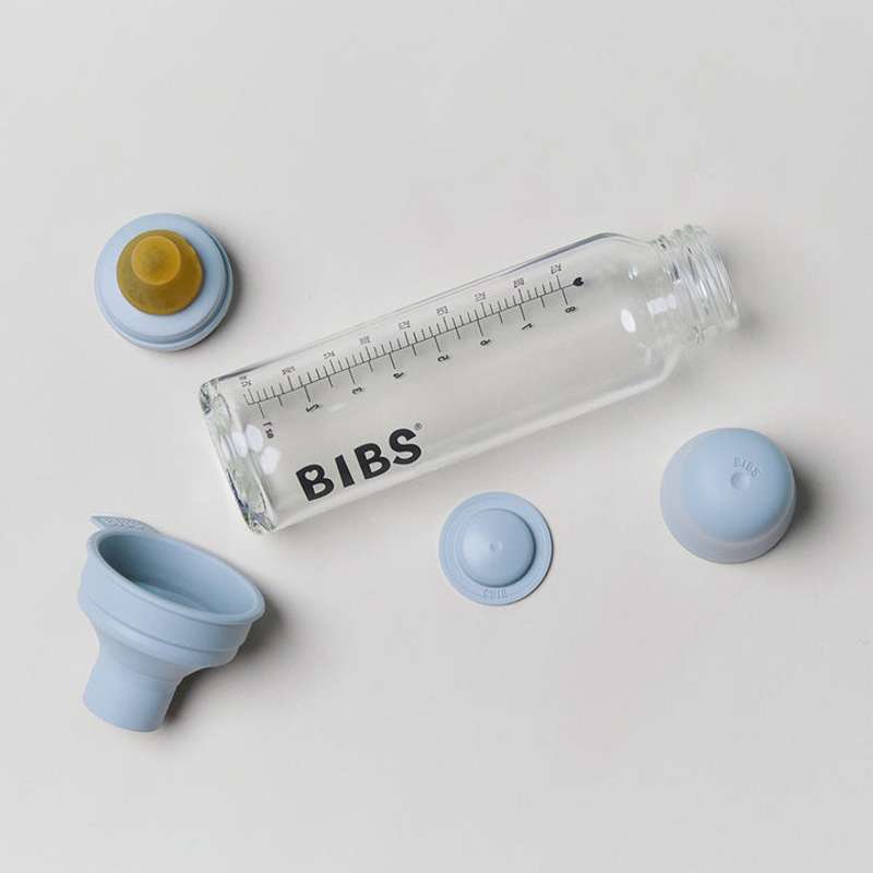 BIBS Bottle - Sutteflaskesæt - Glas - Latex/Rund - 110 ml. - Baby Blue