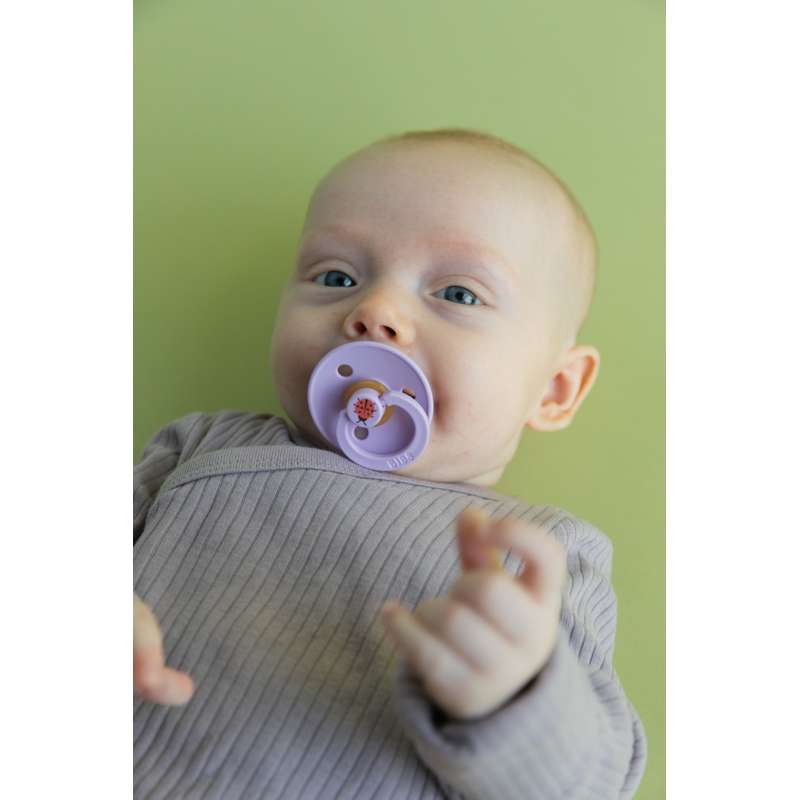 BIBS Rund Colour Sut - Str. 2 - Naturgummi - Studio - Ladybug - Violet Sky