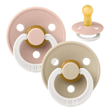 BIBS Rund Colour Sut - 2-Pak - Str. 2 - Naturgummi - GLOW - Blush/Vanilla