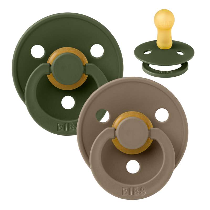 BIBS Rund Colour Sut - 2-Pak - Str. 2 - Naturgummi - Hunter Green/Dark Oak