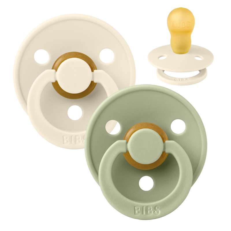 BIBS Rund Colour Sut - 2-Pak - Str. 3 - Naturgummi - Ivory/Sage