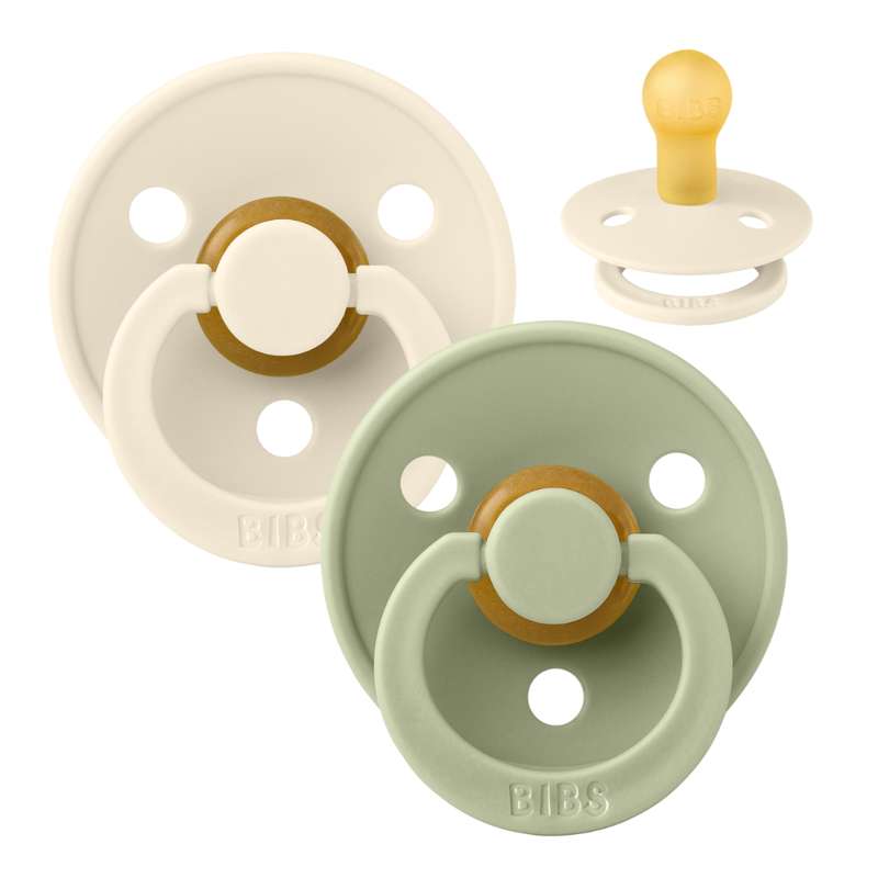 BIBS Rund Colour Sut - 2-Pak - Str. 1 - Naturgummi - Ivory/Sage