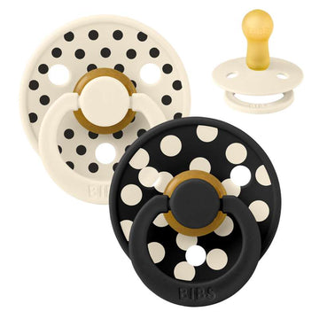 BIBS Rund Colour Sut - 2-Pak - Str. 2 - Naturgummi - Polka Studio - Ivory/Black