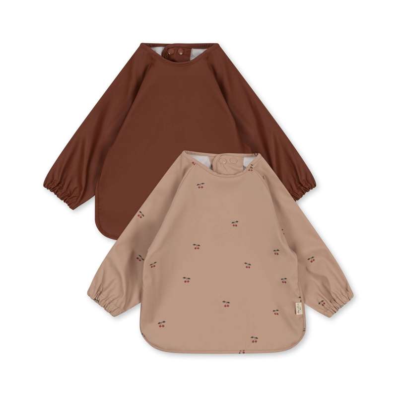 Konges Sløjd 2-pak hagesmæk med ærmer - CHERRY