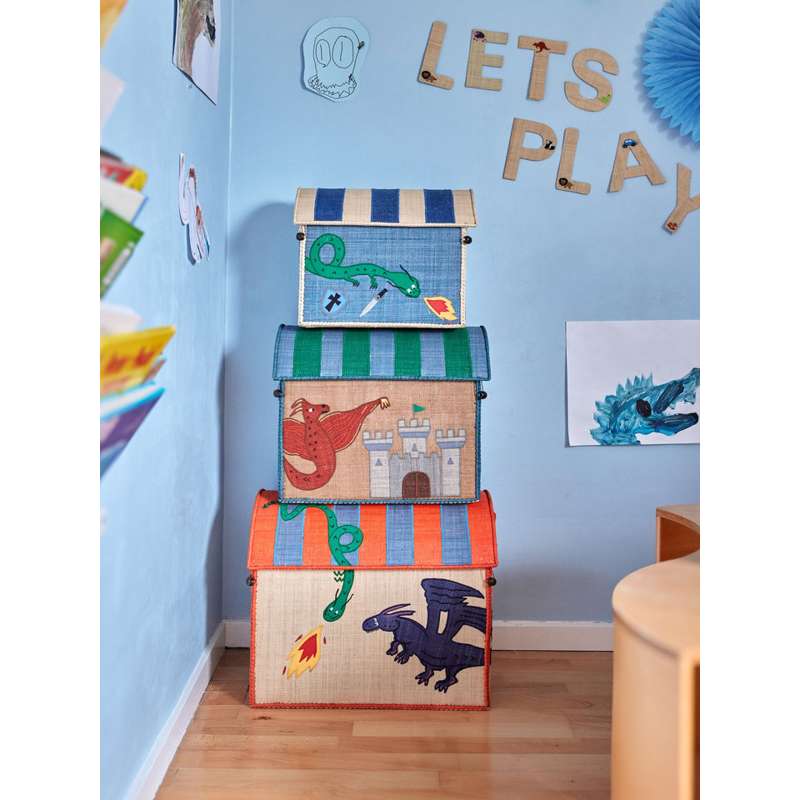 RICE Raffia Opbevaringshuse - Dragon - 3 stk.