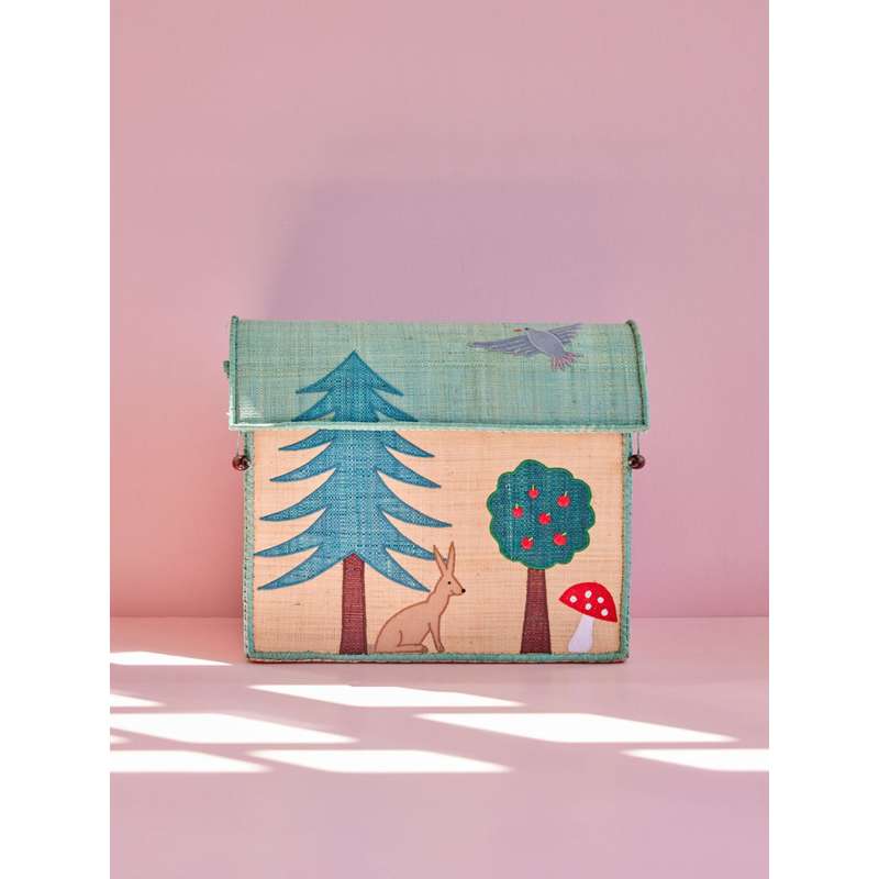 RICE Raffia Opbevaringshus - Happy Forest - Mellem