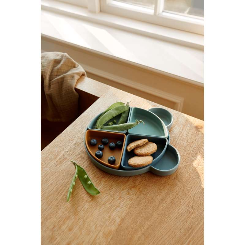 Liewood Arne Tallerken m. 4 Indsatsskåle - Silikone - Mr. Bear/Blue Fog Multi Mix