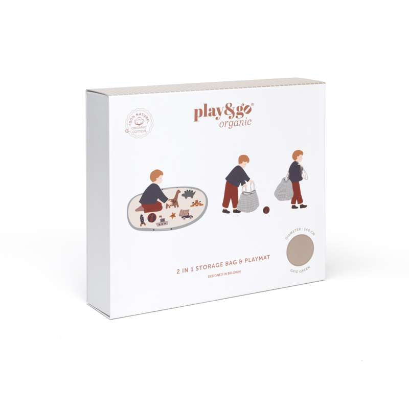 Play & Go Play & Go 2-i-1 Opbevaringstæppe/Legetæppe - Organic Grid - Brown