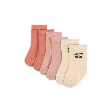 Konges Sløjd Jacquard Sokker - 3-pak - Cherry Mix