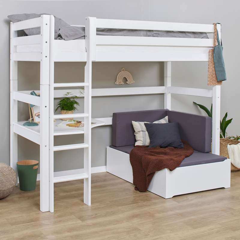 Hoppekids ECO Luxury - MEGA Seng m. Lounge Modul og Bordplade - 90x200 cm. - Hvid