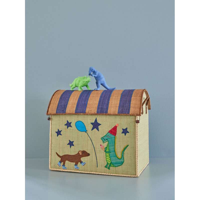 RICE Raffia Opbevaringshus - Party Animal - Grøn - Stor