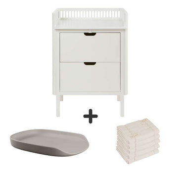 Sebra Puslebordet m. Skuffer - Classic White - Bundle 1