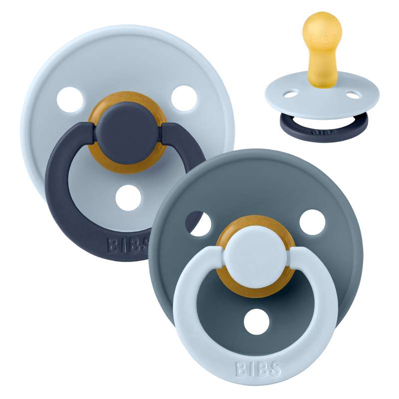 BIBS Rund Colour Sut - Str. 2 - Naturgummi - Studio - Fusion - Baby Blue/Petrol Mix
