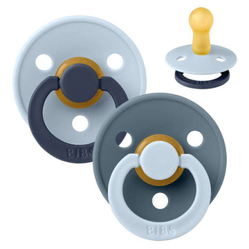 BIBS Rund Colour Sut - Str. 2 - Naturgummi - Studio - Fusion - Baby Blue/Petrol Mix