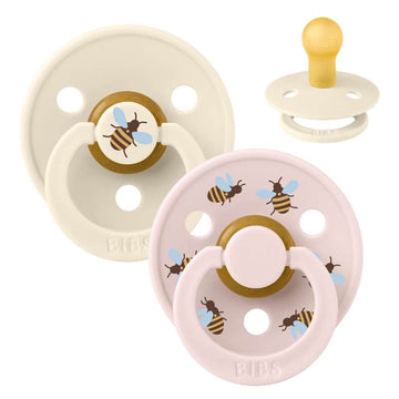 BIBS Rund Colour Sut - 2-Pak - Str. 1 - Naturgummi - Studio - Bumblebee - Ivory Mix