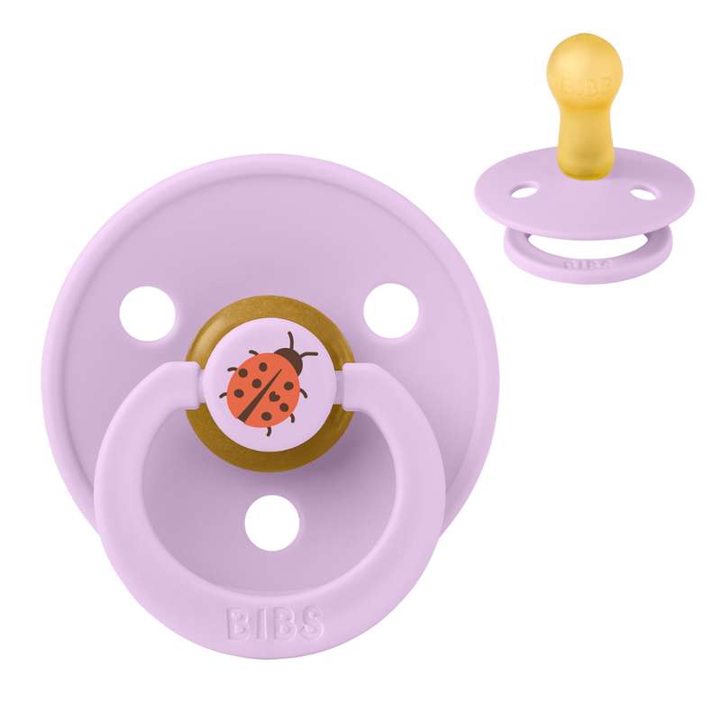 BIBS Rund Colour Sut - Str. 2 - Naturgummi - Studio - Ladybug - Violet Sky