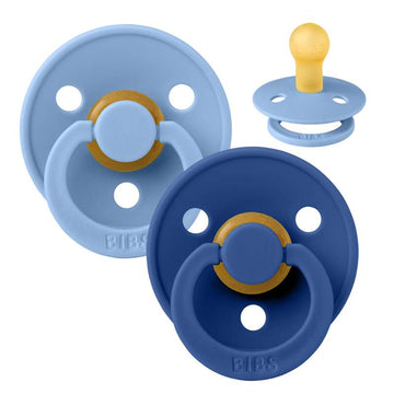 BIBS Rund Colour Sut - 2-Pak - Str. 1 - Naturgummi - Sky Blue/Cornflower