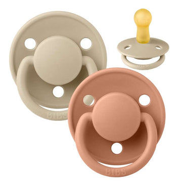BIBS De Lux Sut - 2-Pak - Str. 2 - Naturgummi - Vanilla/Peach
