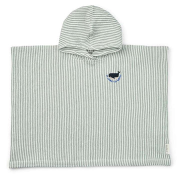 Liewood Paco Poncho - Broderet - Y/D Stripe Peppermint/Creme de la Creme