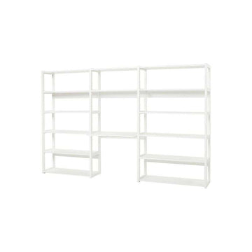 Hoppekids STOREY - Reol - 3 Sektioner m. 12 Hylder og Skriveplade - Flere Størrelser - Hvid