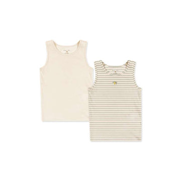 Konges Sløjd Basic Tanktoppe - 2-pak - GOTS - Tea Stripe/Buttercream